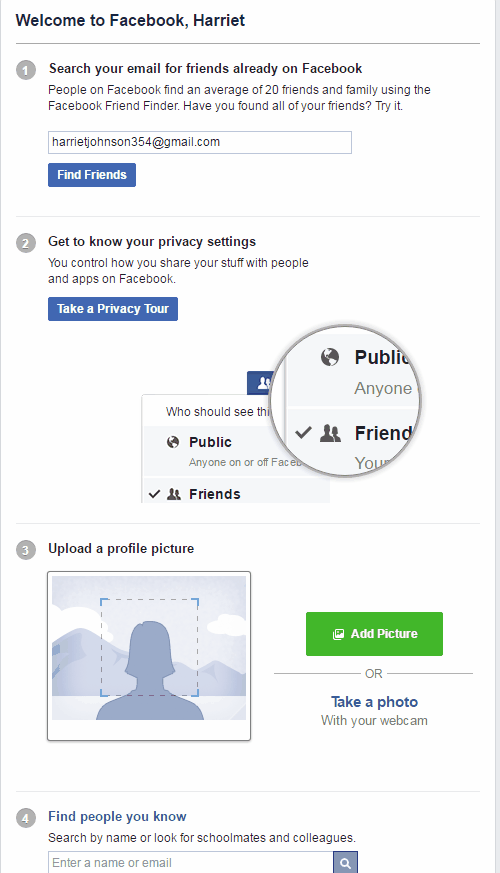 Going through Facebook Options